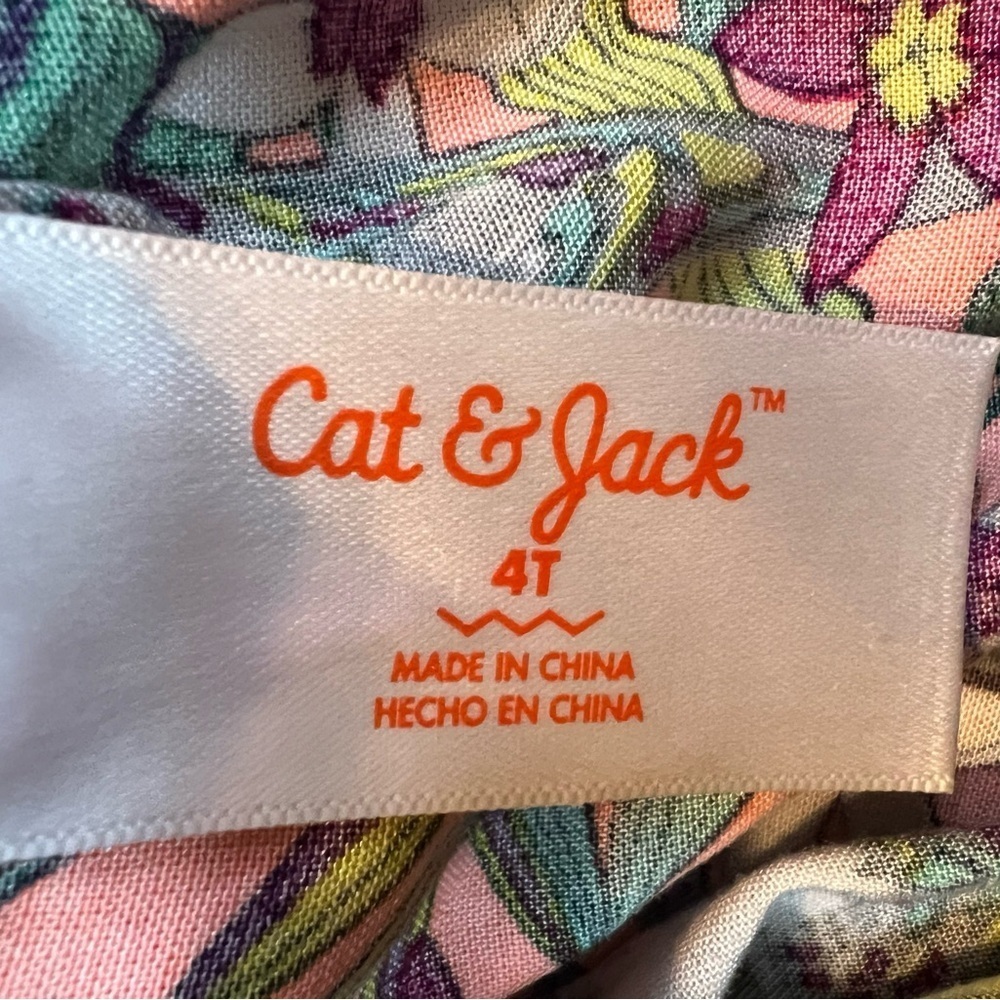Cat & Jack Girls Tropical Bird Print Dress Size 4T - Picture 3 of 4